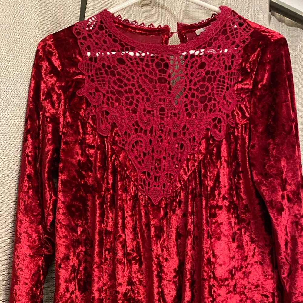 Red/Crimson velvet dress - Size Small